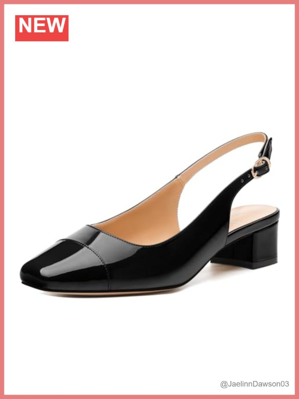 Women's Slingback Pumps Low Chunky Heels Square Toe Closed Toe Comfortable